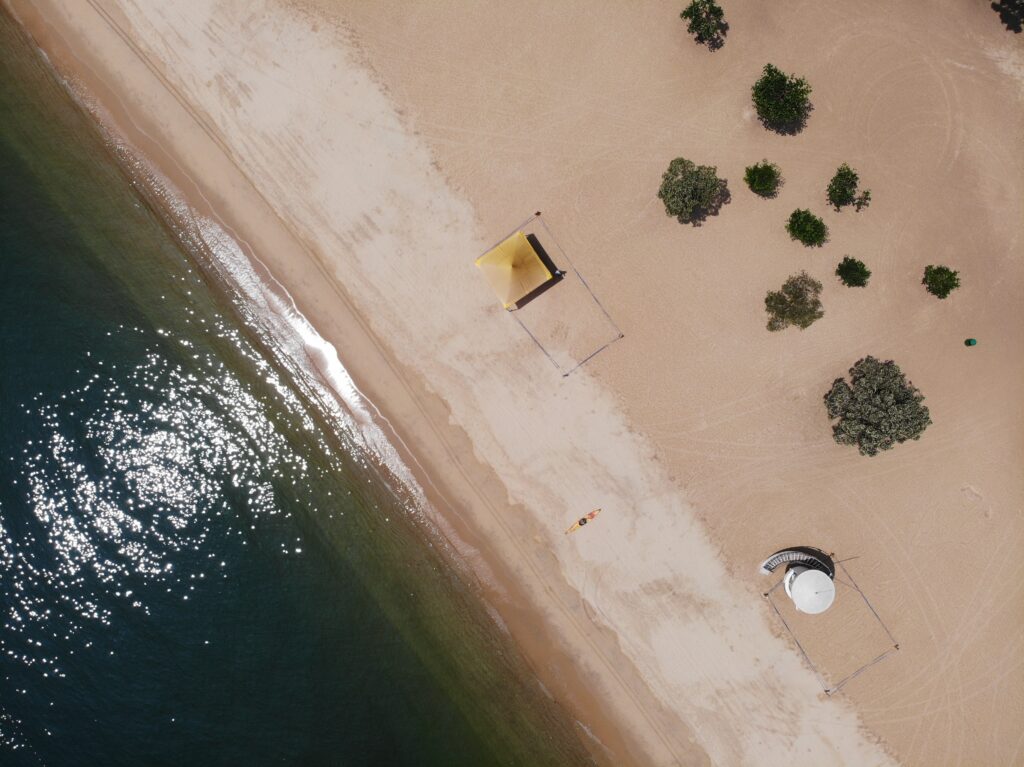 drones in Hong Kong, this is a photo shot by drone of an empty repulse bay beach