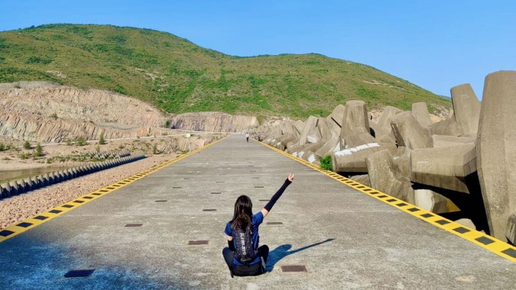 Sitting along the road  at east dam