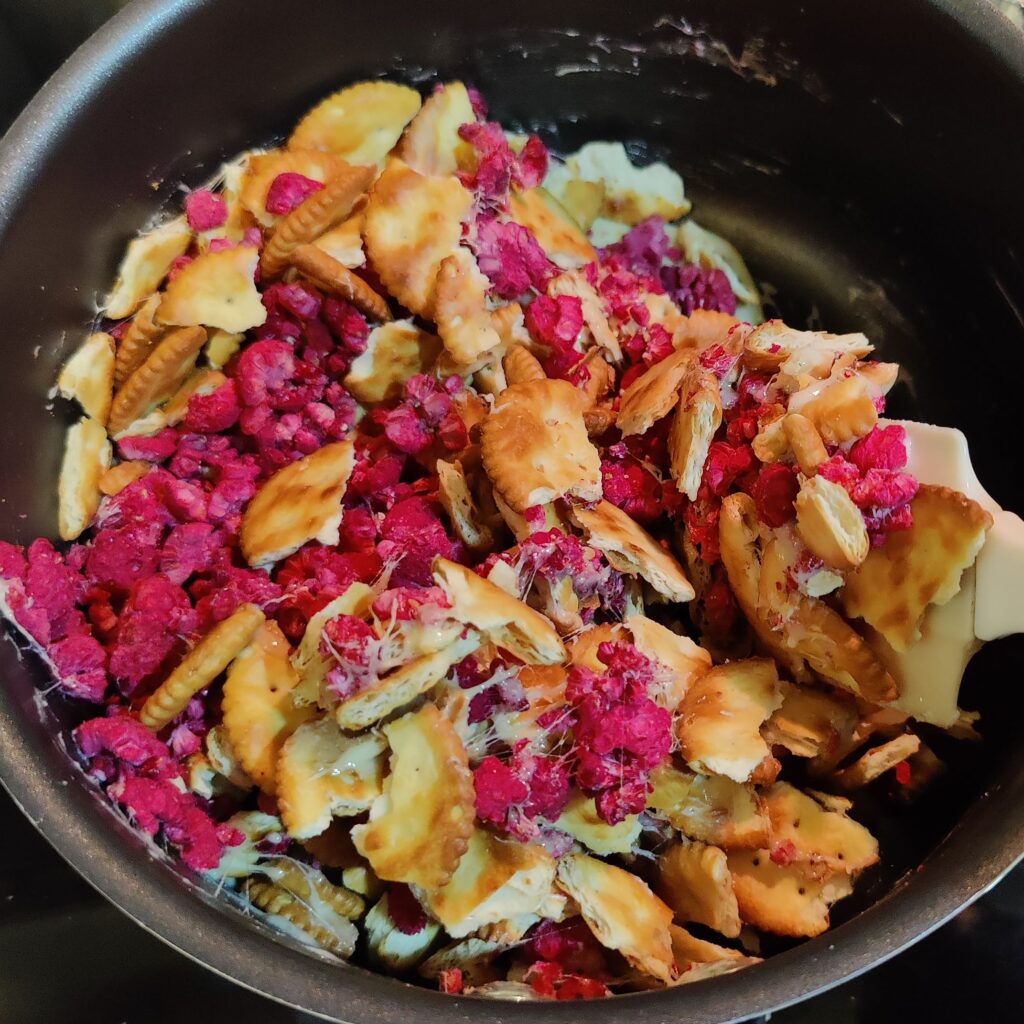 adding in crackers, nuts and dried fruits 