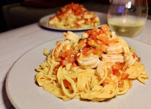 shrimp linguine with tomato anchovy sauce